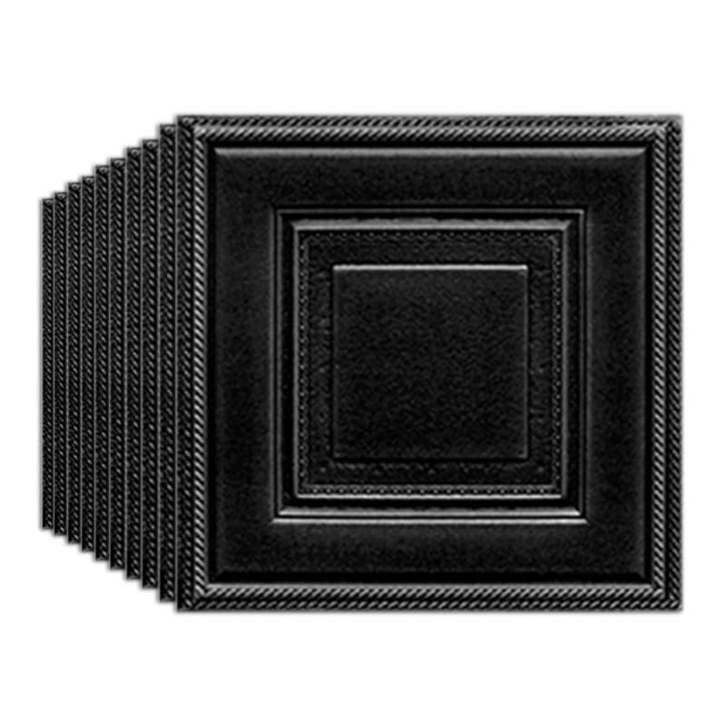 Tarwanear 10pcs Black Grid Panels for Walls 35 * 35cm Self Adhesive 3D Wall Panels Peel and Stick 3mm Thick Wall Tiles Waterproof Foam Faux Brick for Ceiling Tiles Kitchen Bathroom — image 1