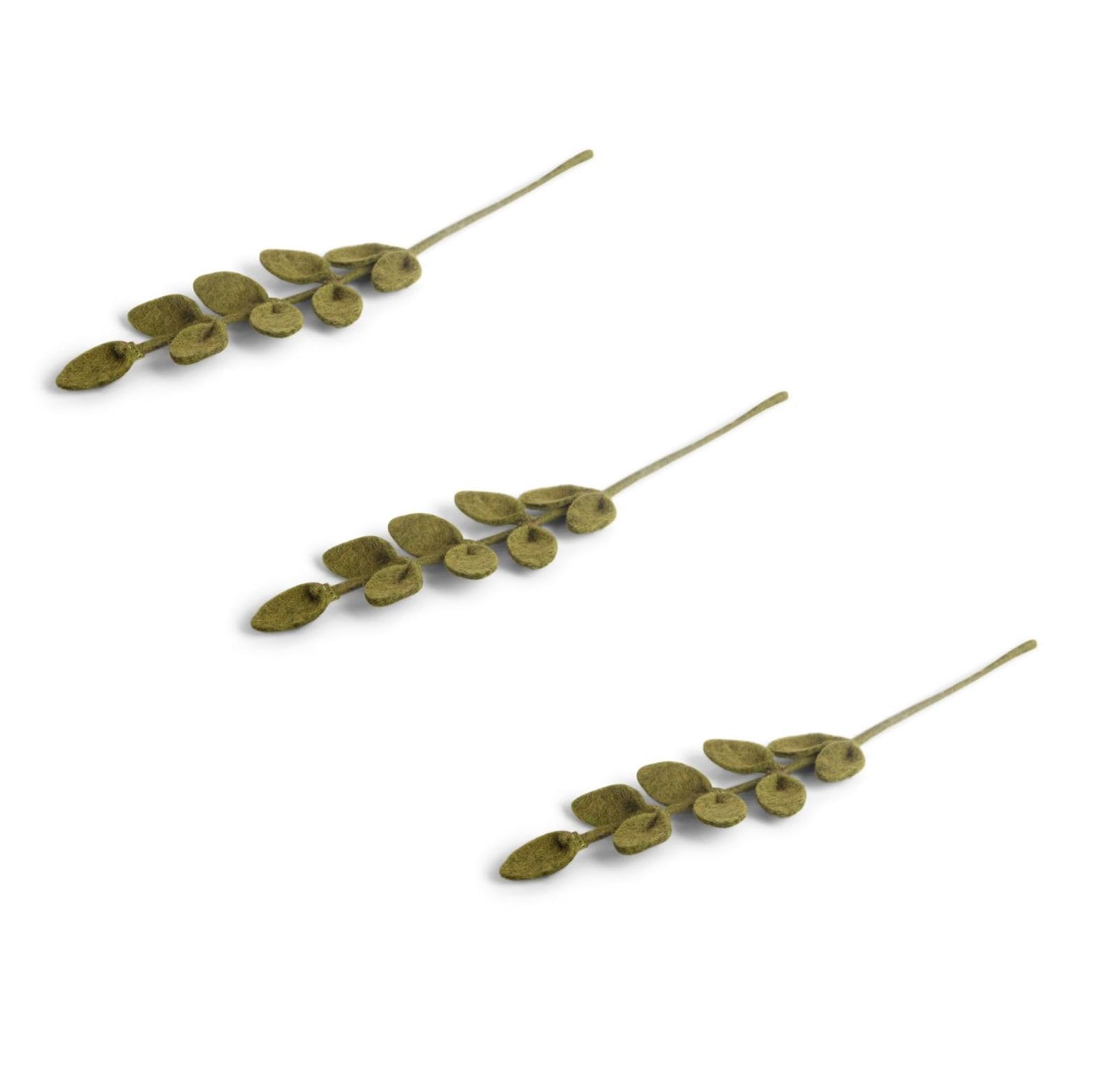 Gry & Sif Bright Green Artificial Foliage Branches, Flexible Stem, Decorative Felt Branch, Artificial Plant, Flower Bouquet, Tying Weddings, Diy Projects, Handmade, Fairtrade I 30 Cm, 3 X Green