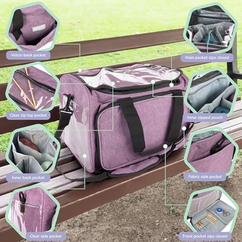 Image of JubileeYarn Rectangular Fabric Yarn Storage Tote Bag - Purple - 1 Bag