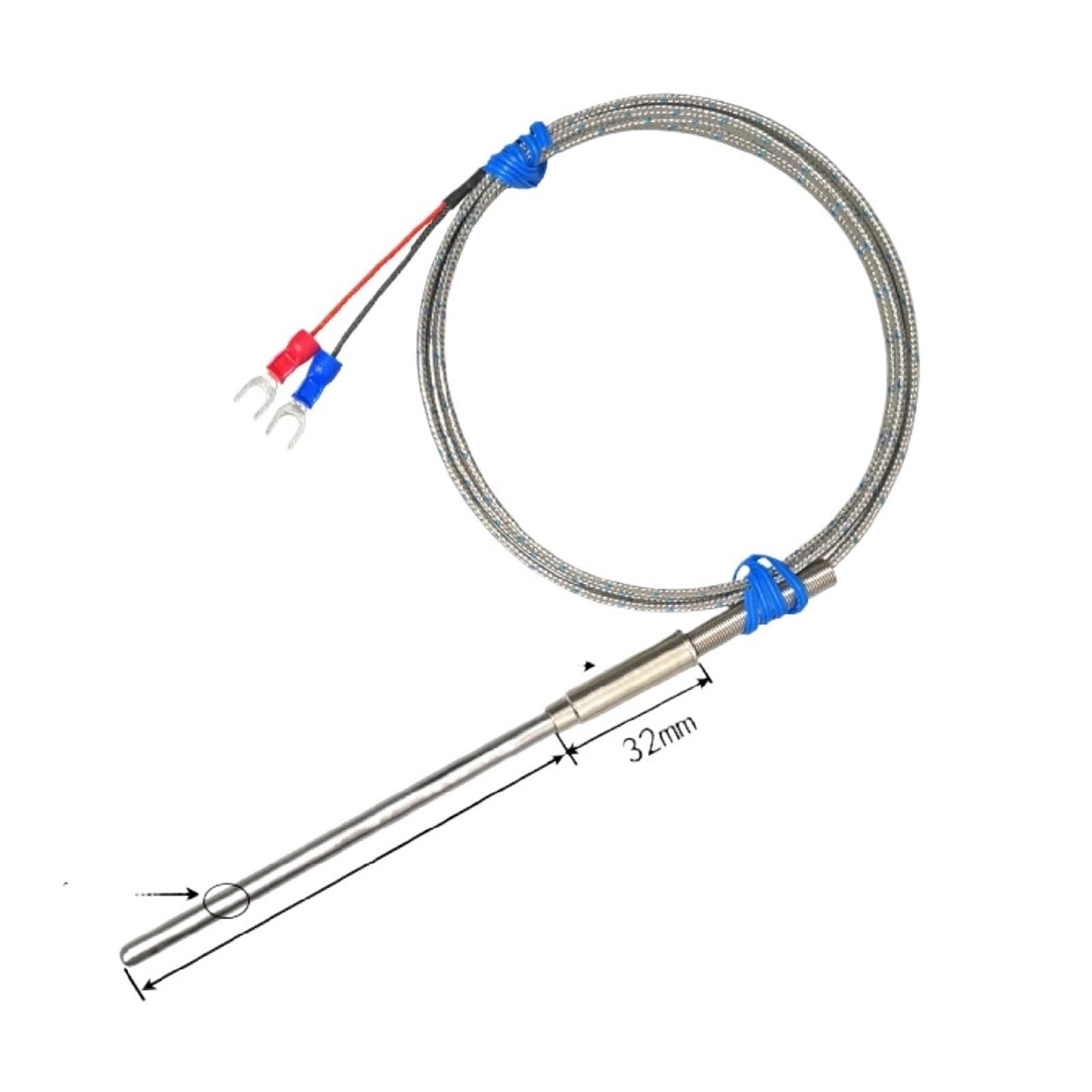 Sonda termopar blindada, sensor de temperatura industrial tipo K, sensor térmico de acero inoxidable revestido.(Probe 8x1000 mm)