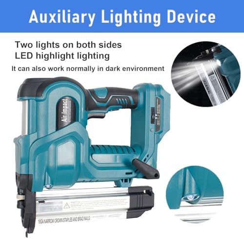 Cordless Electric Nailing Machine, 200 Pcs 32mm Staples & 200 Pcs 50mm Nails, Single/Continuous Shot, Ideal for Woodworking, Portable Nailer Stapler, Blue