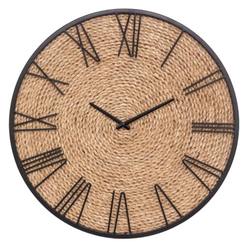 Atmosphera - Horloge Nico - métal et Paille D50 cm