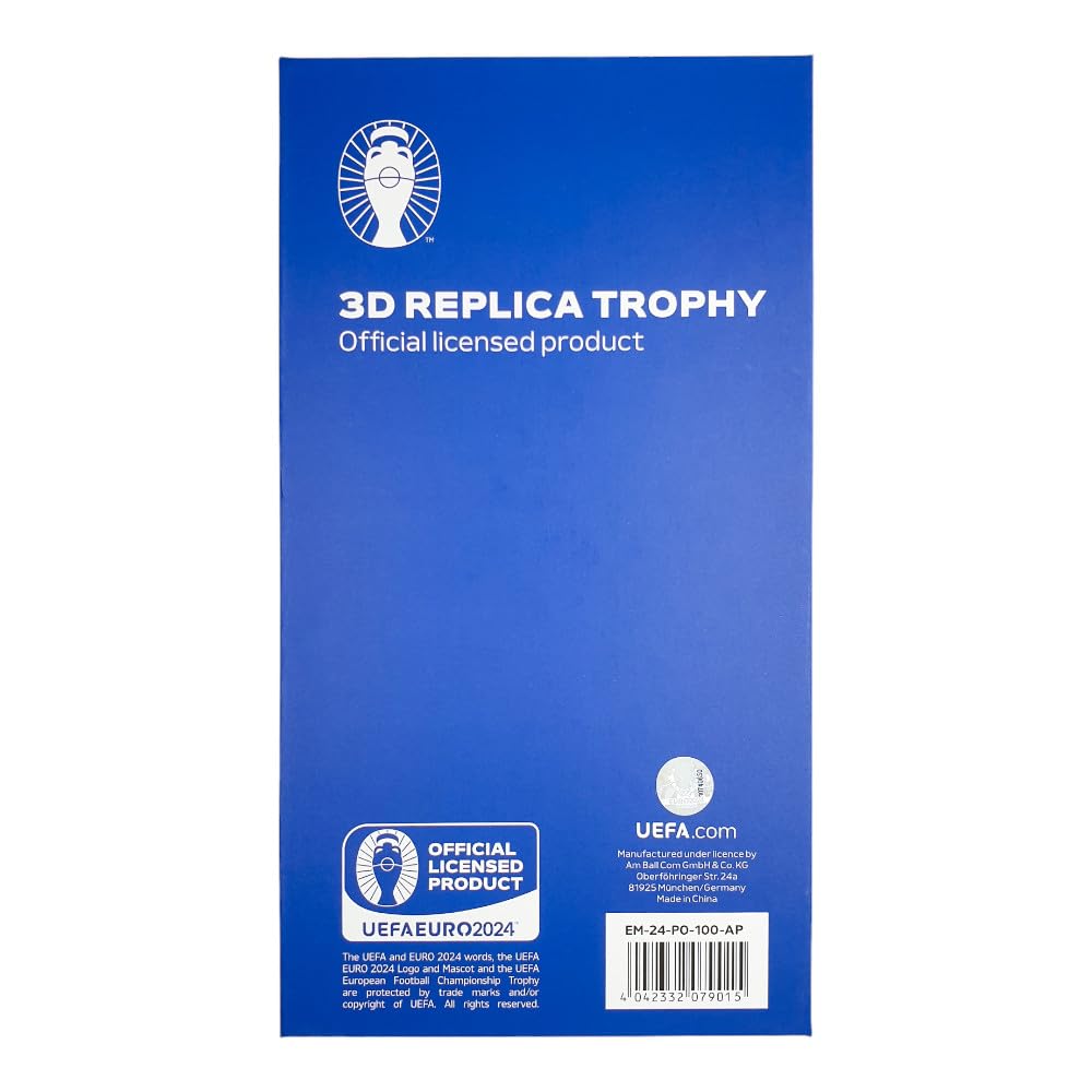 AMBALLCOM | Réplica Oficial del Trofeo de la Eurocopa 2024 (100mm) – Edición España Campeón con Pedestal Acrílico – Coleccionable para Aficionados al Fútbol