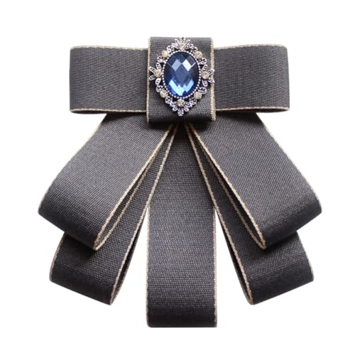 Image of Rhinestone Retro British Style Pre-tied Adjustable Fabric Ribbon Bow Tie for Women Men Uniform Necktie Bownot