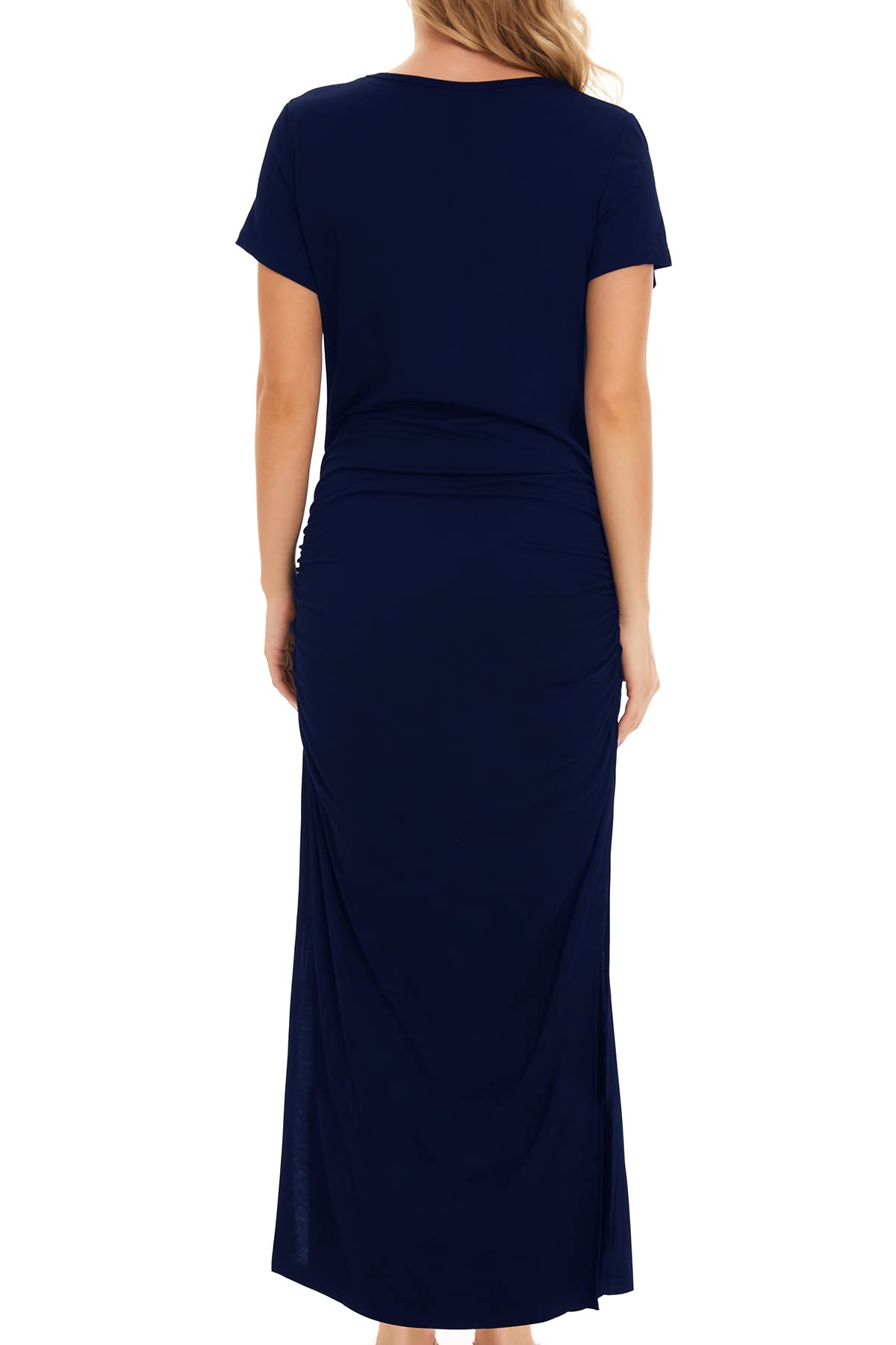Smallshow Vestidos de Maternidad Mujer Larga Side Split Ropa premamá Navy L