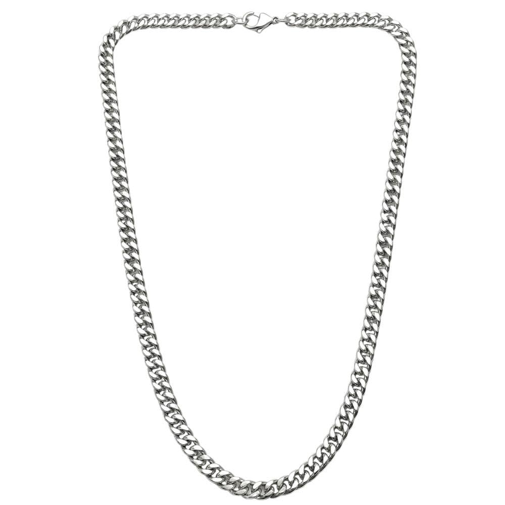 jewel gaze Premium Silver-Tone Cuban Curb Chain Necklace for Men | Classic Heavy Link Stainless Steel Chain | High Polish Finish-picture-22