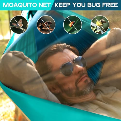 Image of Camping Hammock Mosquito Net,Double & Single Portable Hammocks Hammocks with 2 Tree Straps,Hammock Tent for Travel Camping,Camping Accessories for Indoor Outdoor Hiking Backpacking Backyard Beach
