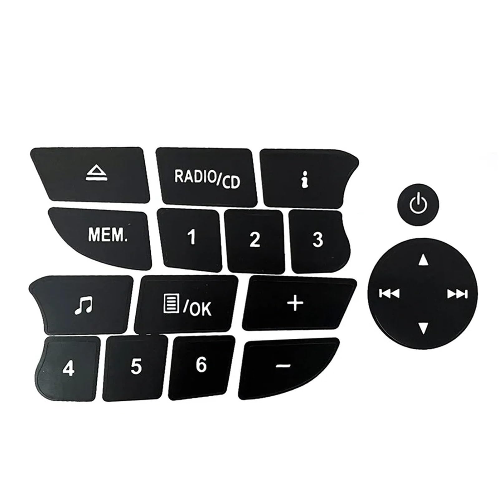 Dash Button Stickers Compatible with Twingo for Clio for Megane 2009 2010 2011 Auto CD Audio Button Repair Decals Black Stickers Car