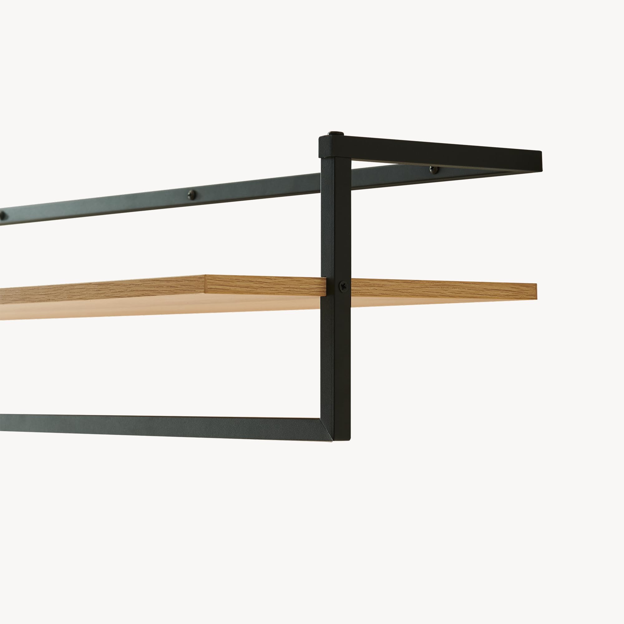 [en.casa] Perchero Pared con Estante Diseño Industrial para Entrada Oficina Colgador para Sombreros Chaquetas Bolsos Aglomerado Acero 80 x 30 x 20 cm - Efecto Madera/Negro