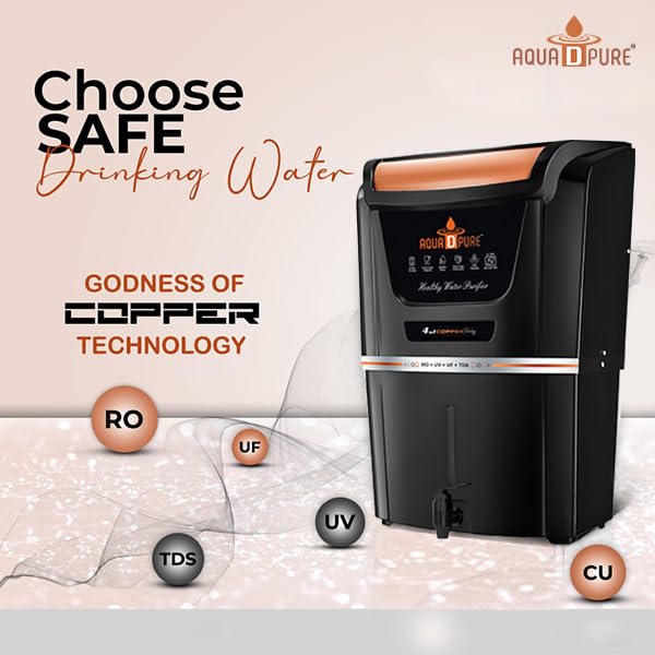 Image of AQUA D PURE RO Domestic Water Purifier Copper + UV+ CARBON+ MEMBRANE+ TDS CONTROLLER) Fully Automatic | Suitable for All type Source Water |12 Liter Storage