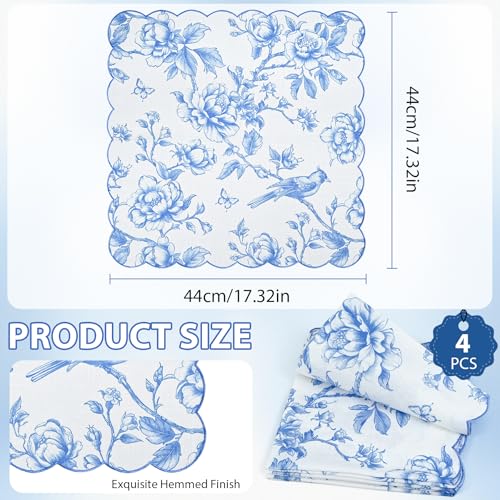 Servilletas de Tela Azules Floral Set x4 45x45 cm miniatura 2
