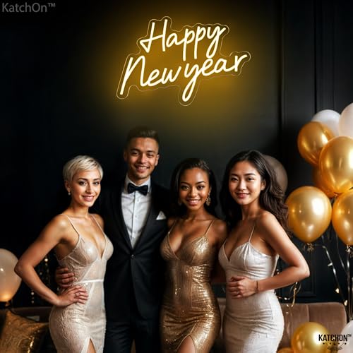Image of KatchOn, Happy New Year Neon Sign - 16x11 Inch | Happy New Year Led Neon Sign for New Years Decorations 2026 | NYE Lighted Sign, New Years Eve Party Supplies 2026 | New Year Light Up Sign