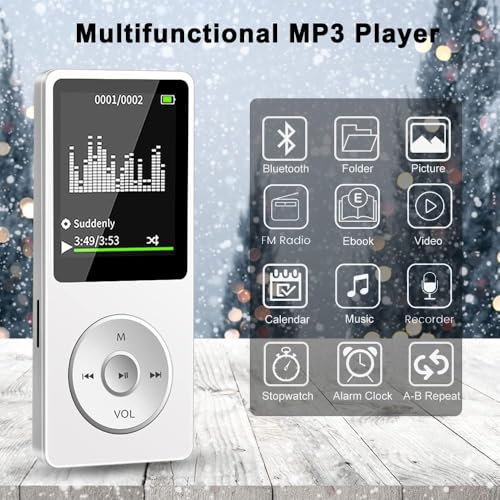 Image of BIGASUO 128GB Mini MP3 Music Player with Bluetooth 5.4 & Voice Control Earphones, Video Playback,Pocket-Sized MP3 Player for Music,Voice Recording,FM Radio (1029) (Black, TMY-12)
