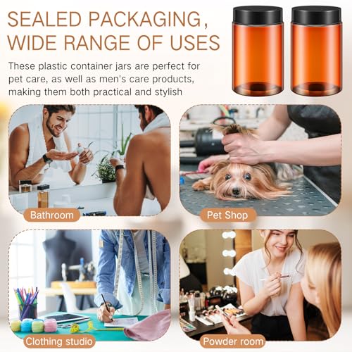 Image of Patelai 4 Pcs Plastic Jars Wide Mouth with Lids,12 Ounce,Amber