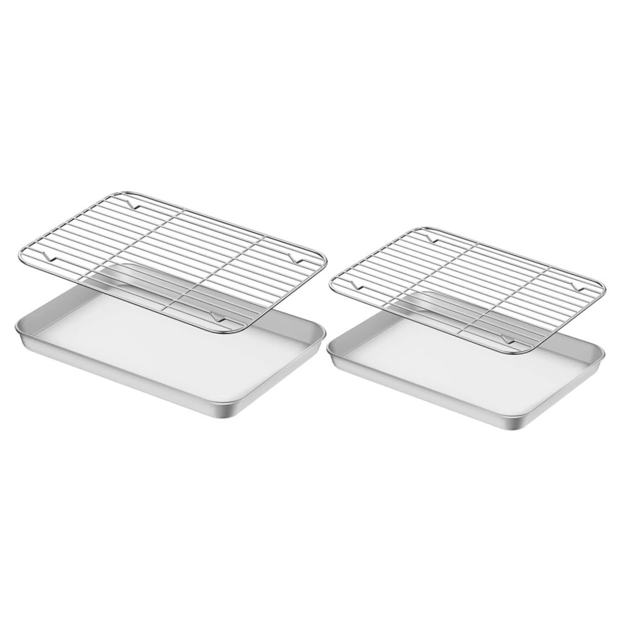 Toyvian 2 Satz Backblech und Kühlgitter aus Edelstahl Langlebiges Backzubehör mit Antihaftbeschichtung zum Backen und Abkühlen im Ofen