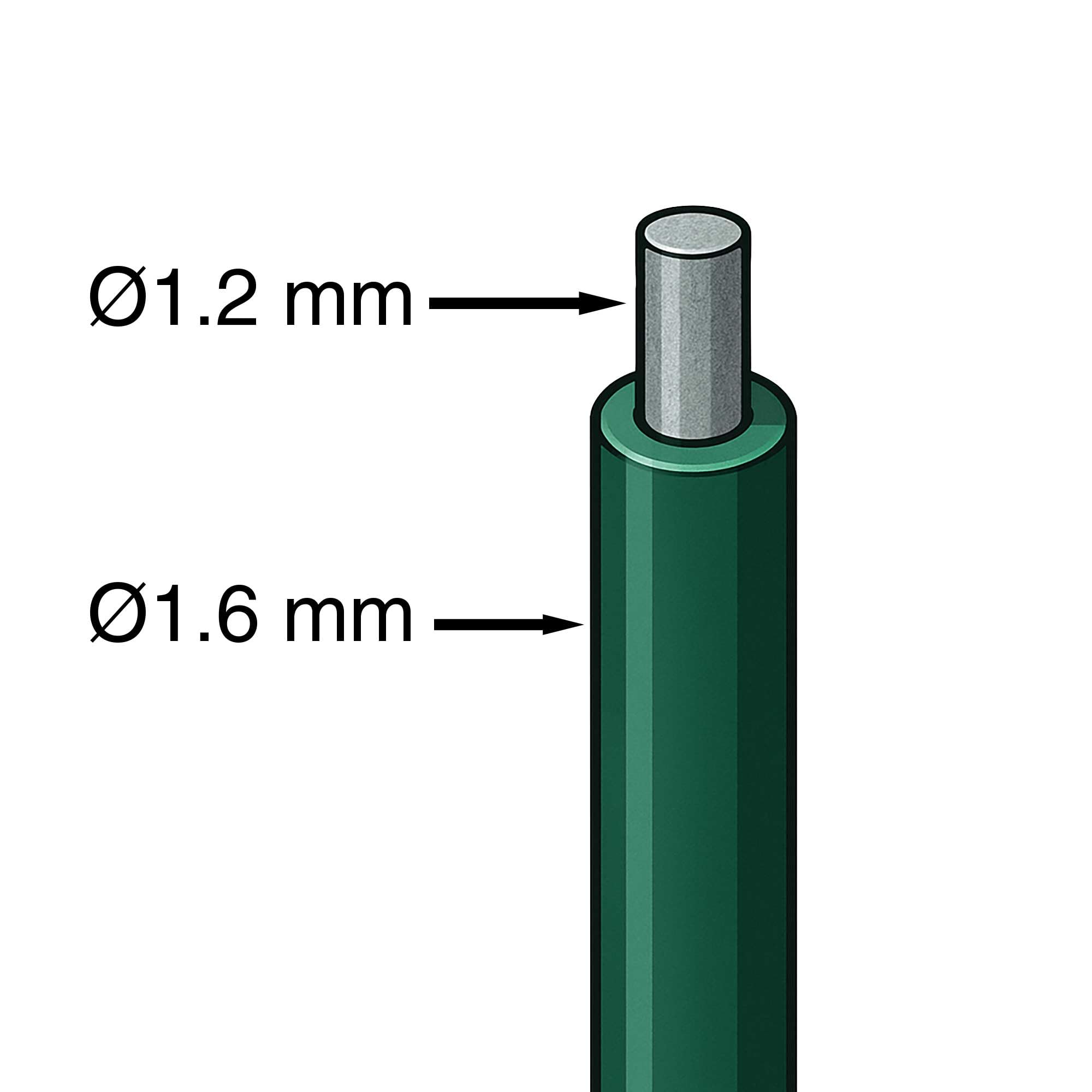 WERKA Pro Fil de Fer plastifié Vert avec Support, Bobine de 50 m, Section 1,2 x 1,6 mm, Parfait pour Fixation, Attache ou clôture au Jardin, offrant durabilité et flexibilité