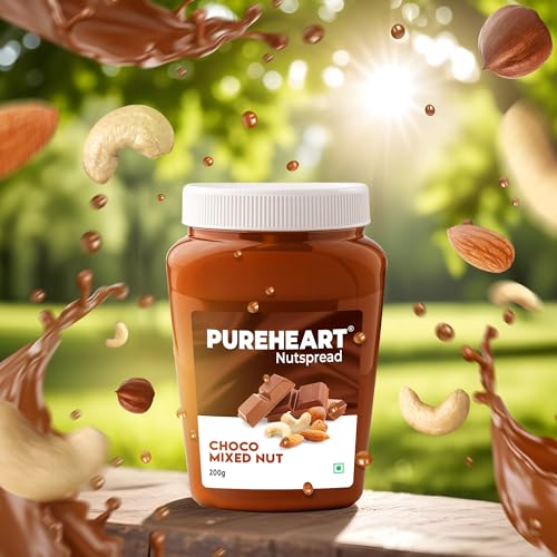 Image of Pureheart Nut Spread Choco Mixed Nut (200 gm) Nutty Chocolate Spread for Breakfast, Delicious, Smooth & Creamy Snack