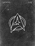  Star Trek Notebook: Original Communicator Badge Starfleet Insignia Emblem Patent Print Art Journal Logbook Diary, 120 Dot Grid Pages, Dark Scratched Metal Cover