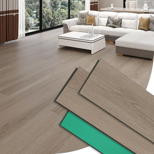 12mm Hybrid Luxury Vinyl Laminate Flooring Plank Wood Look Click Lock Rigid Core Waterproof Engineered Floor 7.7×47.83in with IXPE Pad 8 Lvp Planks AC4 Wear Layer for Living Room,Clean Brushed