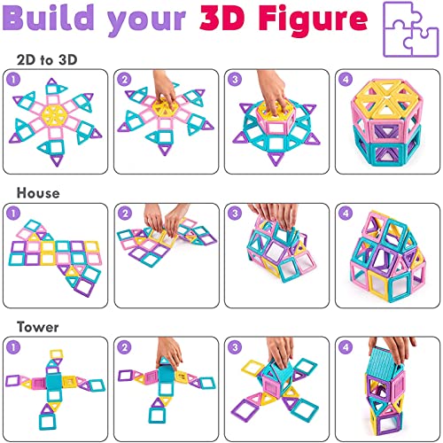Magnetic Tiles For 3 4 5 6 7 8+ Year Old Boys Girls Magnetic Blocks Building Set For Kids Ages 3-6, Creativity And Educational Construction Toys For Toddlers 3-5 Christmas Birthday Gifts Toys-117Pcs #TOP4