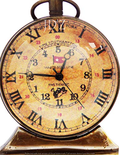 Jd'z Collection Brass Vintage Nautical Desk And Shelf Clock With Magnetic Compass, Analog, Roman Dial, Antique Finish For Study Table, Office, Bedroom, Living Room, Home Decor (2.5”, Brown) #TOP2