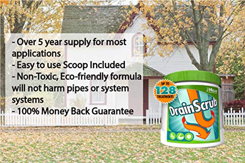 DrainScrub Powder Enzyme Drain Cleaner and Septic Treatment Environmentally Friendly Bacteria Unclog and Deodorize Pipes (2 lbs)