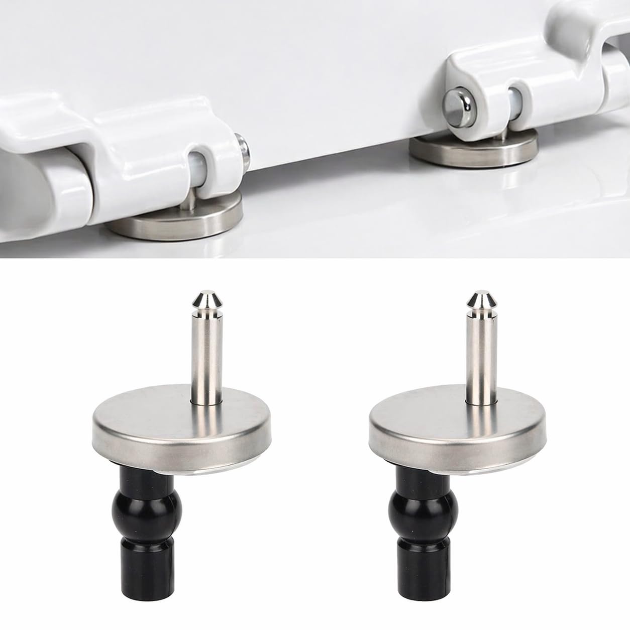Marco Paul Interiors Silver Marco Paul Toilet Seat Fixings 2 Pack – Quick Release Hinges With Rubber Expansion Bolts, Universal Soft Close Hinge Kit For Blind Hole Wc Toilets, Stainless Steel Fittings