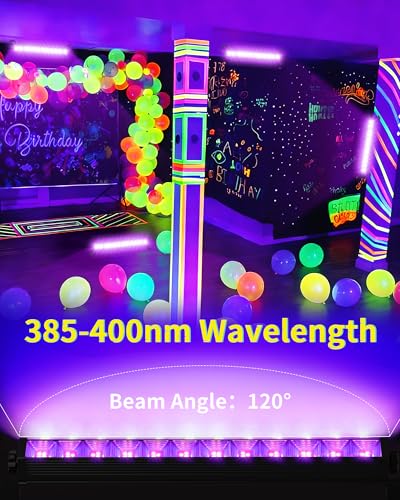 Image of 45W Black Light Bar with 6ft Cord+Switch, Each Light Up 25x25ft Area, LED Blacklight Flood Light for Neon Glow Party Body Paint Fluorescent Tapestry Poster Classroom Bedroom Halloween, 1 Pack