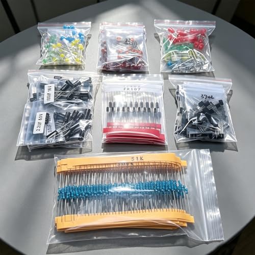 1500 Pieces of 7-Value Electronic Component Kit, Transistor Ceramic Capacitors, Electrolytic Capacitors, Resistors, and Diodes Electronic Component Kit - Image 3