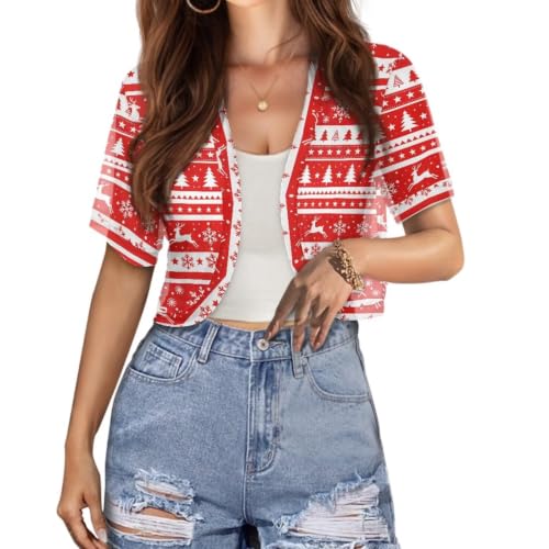 Image of Womens Short Sleeve Bolero Shrug Open Front Knit Cropped Cardigan Shoulder Cover for Dress Cute Casual Knit Cover Up
