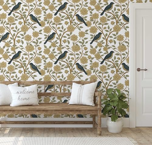 Papier peint vinyle oiseaux noirs S4Sassy pour un intérieur raffiné - 6
