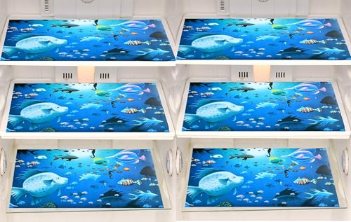 Image of Refrigerator Drawer Mat /Fridge Mat Set of 6 Piece (11.5 X 17.5 Inches) (Fish)