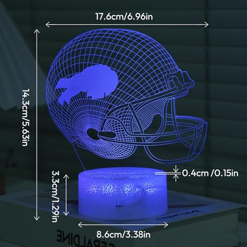 YANGYUQI Buffalo Football Helmet Night Light, 16 Colors 3D Optical Illusion LED Night Light with Remote Control, Desk Lamp for Buffalo Football Fans, Man Cave, Bar, Pub, Kids, Teens - image 3