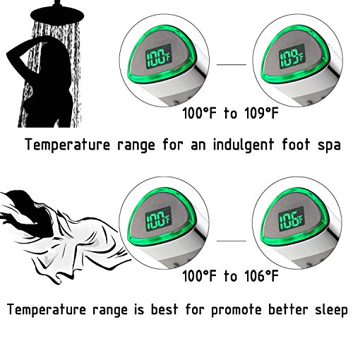 YOO.MEE LED Thermometer Handheld Shower Heads, Water Powered Light to Display Fahrenheit, Special for Skin Showering, Child and Pet Shower, Shower Accessories w/ 79'' Hose, Bracket, Polished Chrome - Thumbnail 3