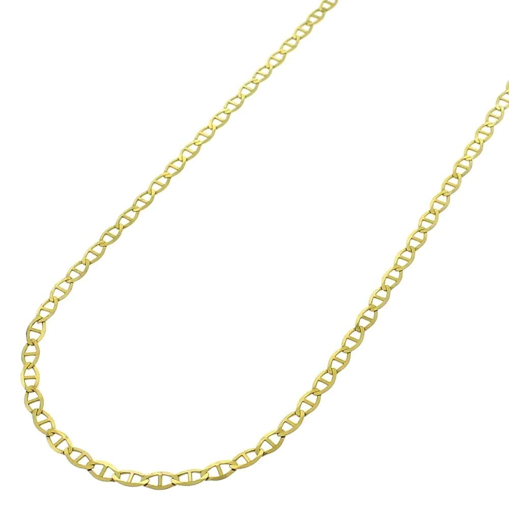 Becca Code 14K Gold Unisex 1.5mm Flat Mariner Link Chain Necklace- 14k Gold Necklaces 18" 20" 24"