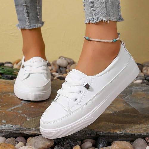 Walking Shoes Women Arch Support, Womens Non Slip Tennis Shoes Lightweight Lace Up Orthopedic Sneakers Wide Width Canvas Shoe Casual Slip On Sneakers3