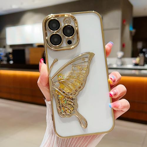 Coque iPhone 11 Pro Max papillon paillettes protection caméra dos transparent