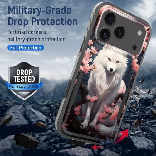 KJFHDJFDH for iPhone 17 Pro Case,Dual Layer Hybrid Heavy Duty Rugged Shockproof Hard PC +Soft Silicone Protective Case for iPhone 17 Pro 6.3" 2025,Fox and Flowers - image 6