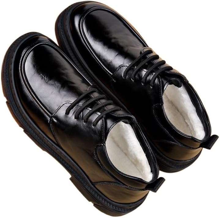 Men's Dress Business Shoes High Top Cotton Shoes Round Thick Bottom Comfortable Breathable Non-slip wear-resistant Casual warm Plus Velvet Shoes for Men