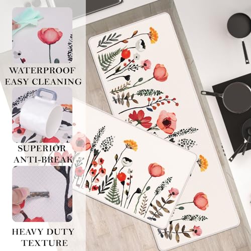 Rempry Colorful Flower Kitchen Mats Anti Fatigue thumb #2