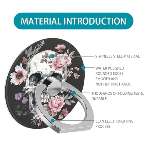 Anillo de teléfono de calavera y rosas con soporte anticaídas para iPhone 7