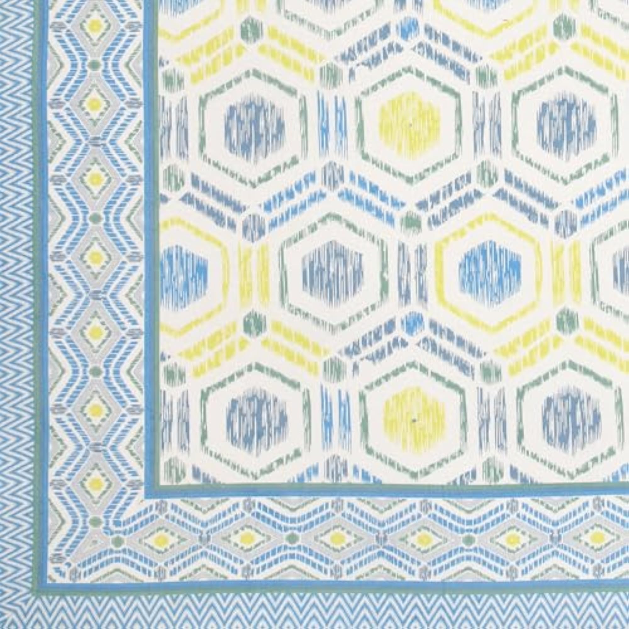 Hand Block Print Cotton King Size Double Bedsheet, Grey Ikat