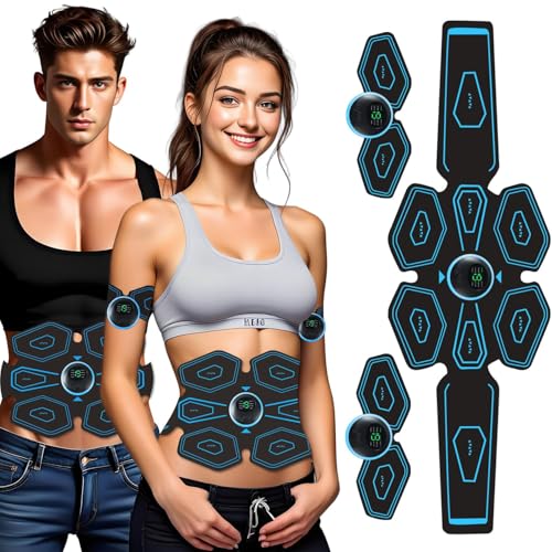 LEMENG Elettrostimolatore Muscolare,EMS Stimolatore Addominale, Elettrostimolatore per Addominali,Cinture tonificanti,Addome/Braccio/Gambe/Waist/Glutei Massaggi-Attrezzi,USB Ricaricabile-Uomo/Donna