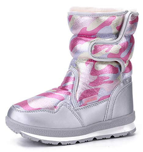 DADAWEN Girl's Boy's Waterproof Outdoor Cold Weather Snow Boots (Toddler/Little Kid/Big Kid) Pink