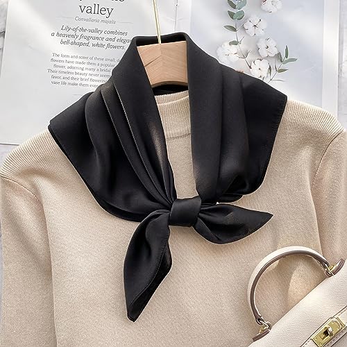 PoeticEHome Solid Color Mulberry Silk Scarf - Lightweight 26" Square Neckerchief for Women's Neck Hair Head in Gift Wrapped2