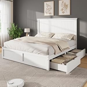 AMERLIFE Queen Size Solid Wood Bed ...