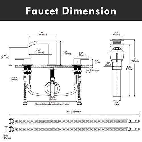 Ceinol PBLT Waterfall Bathroom Faucet Matte Black thumb #5