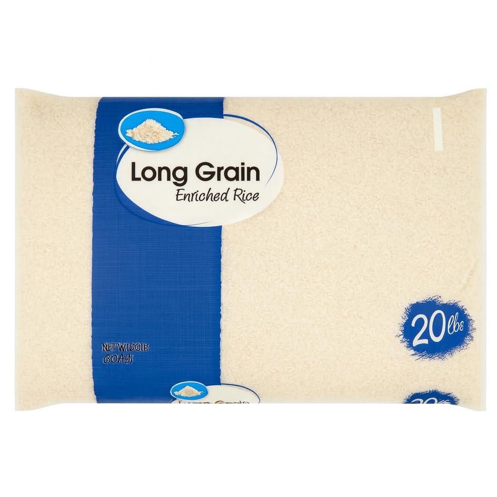 Long Grain Enriched Rice 20 lb Bag | Versatile Long Grain Rice for Everyday Cooking | Consistent Texture | Bulk Pantry Staple for Homes and Kitchens