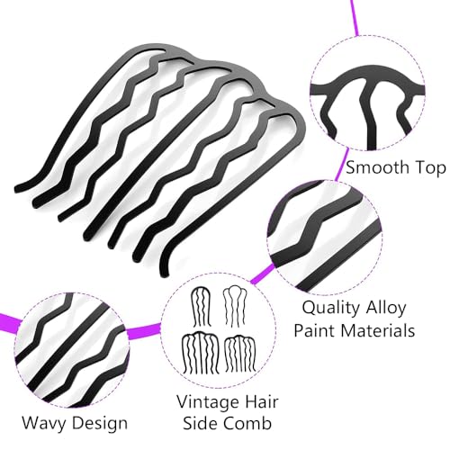 Image of Metal Hair Side Combs and U-Shape Twist Hair Fork Clips (7 Pcs)