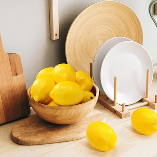 Miniatura 3 de BigOtters Limones artificiales, 3.7 x 2.5 pulgadas, tamaño grande, de plástico de imitación de limón sintético, limones amarillos falsos para